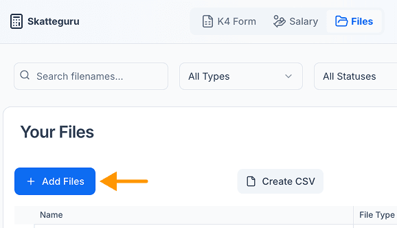 Button to show the file upload dialog