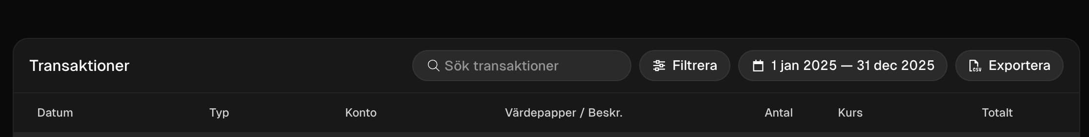 Montrose: Export transactions as CSV